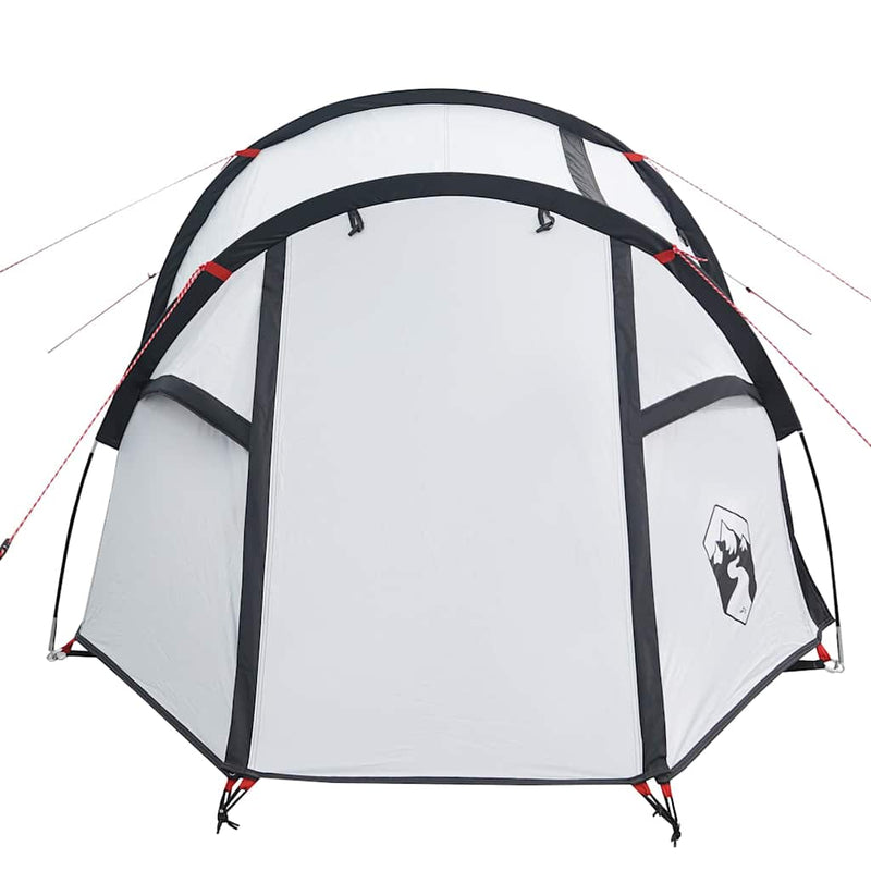 Cort camping tunel 3 persoane, alb, țesătură opacă, impermeabil