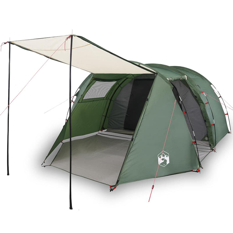 Cort de camping tunel pentru 4 persoane, verde, impermeabil