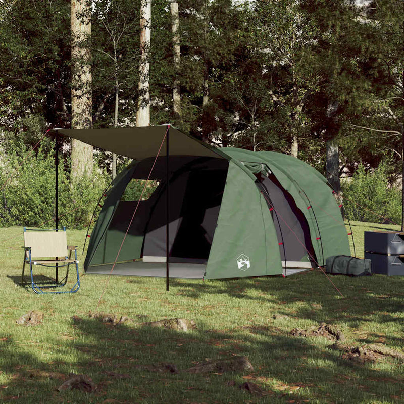 Cort de camping tunel pentru 4 persoane, verde, impermeabil