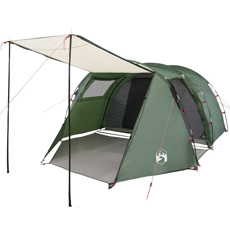 Cort de camping tunel pentru 4 persoane, verde, impermeabil