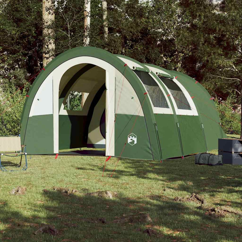 Cort de camping tunel pentru 4 persoane, verde, impermeabil