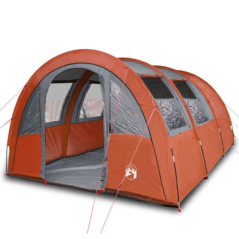 Cort de camping tunel 4 persoane, gri/portocaliu, impermeabil