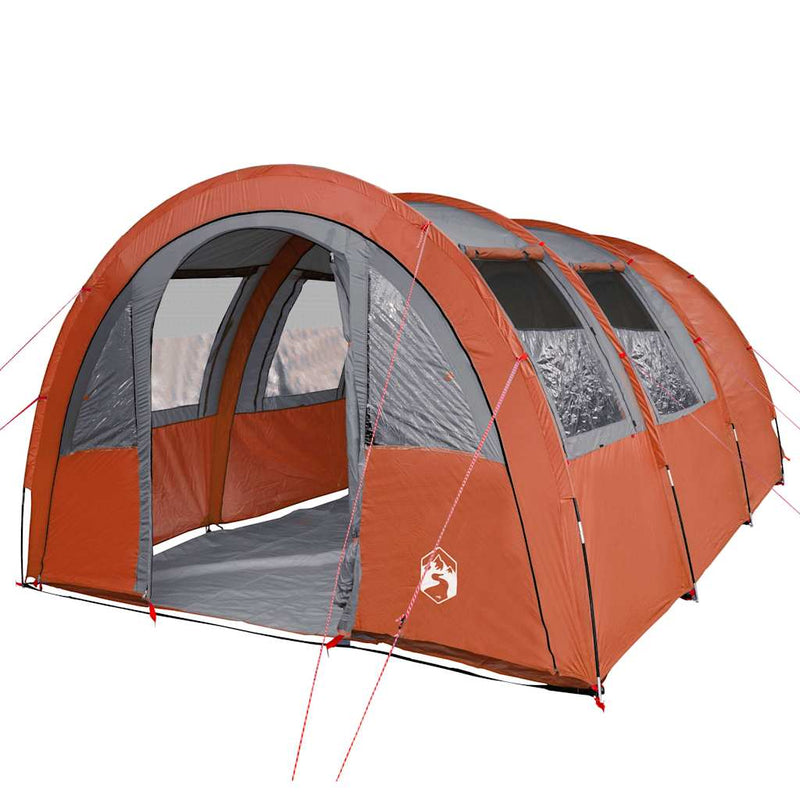 Cort de camping tunel 4 persoane, gri/portocaliu, impermeabil
