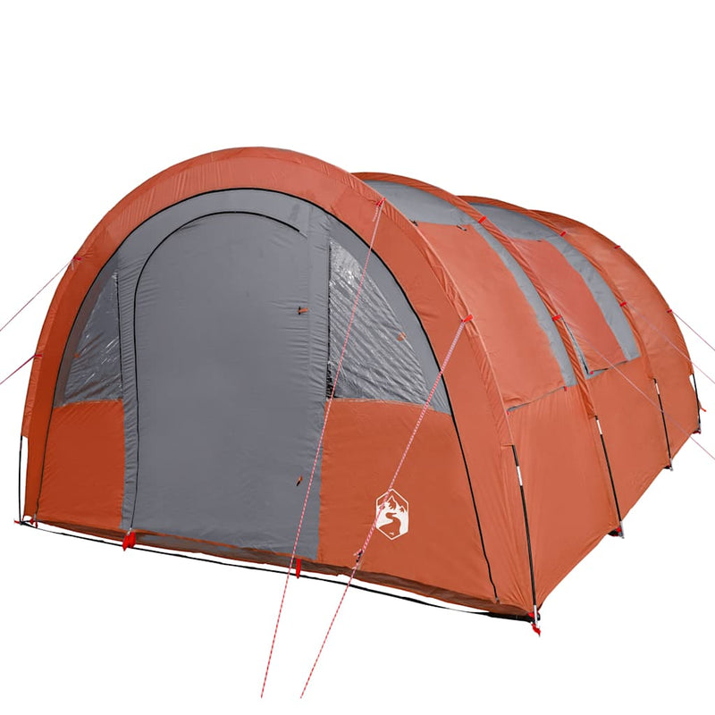Cort de camping tunel 4 persoane, gri/portocaliu, impermeabil