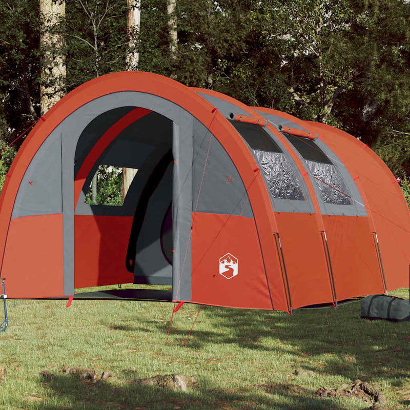 Cort de camping tunel 4 persoane, gri/portocaliu, impermeabil