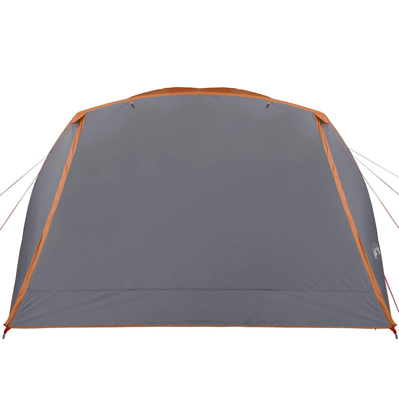 Cort de camping cu verandă 4 persoane, gri și portocaliu, impermeabil