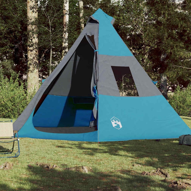 Cort de camping tipi pentru 7 persoane, albastru, impermeabil