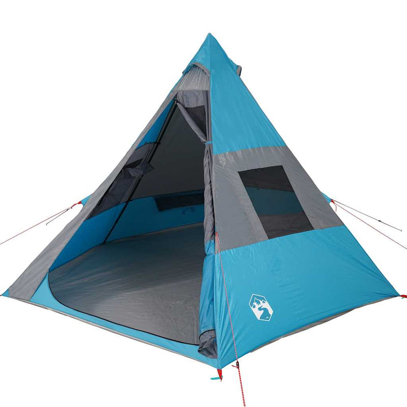 Cort de camping tipi pentru 7 persoane, albastru, impermeabil