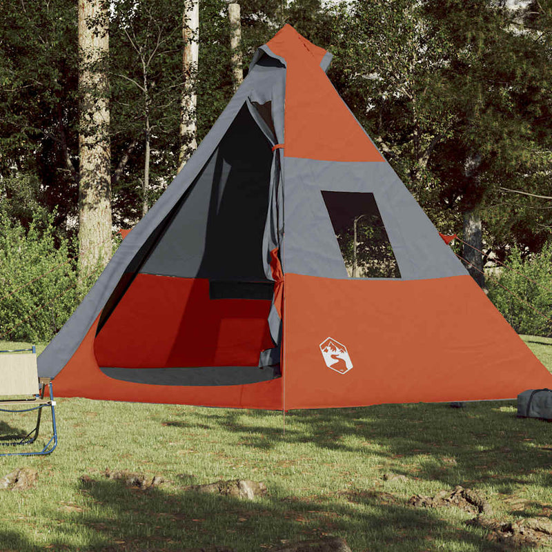 Cort de camping tipi pentru 7 persoane, portocaliu, impermeabil