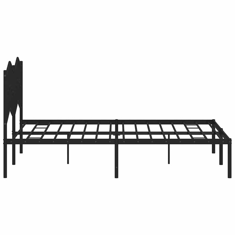 Cadru de pat metalic cu tăblie, negru, 140x190 cm