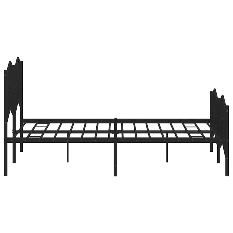 Cadru pat metalic cu tăblie de cap/picioare , negru, 150x200 cm