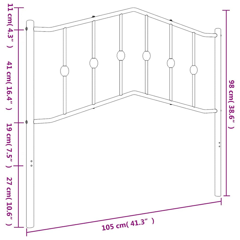 Tăblie de pat de schimb metalică, negru, 100 cm