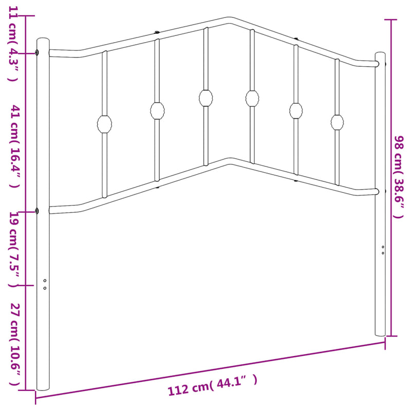 Tăblie de pat de schimb metalică, negru, 107 cm