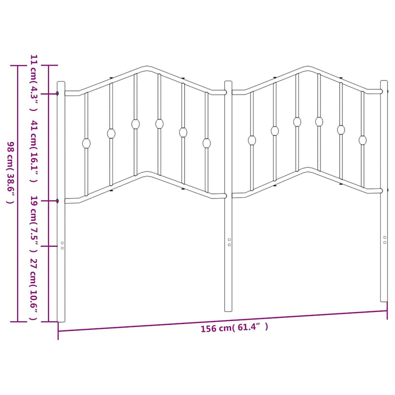 Tăblie de pat de schimb metalică, negru, 150 cm