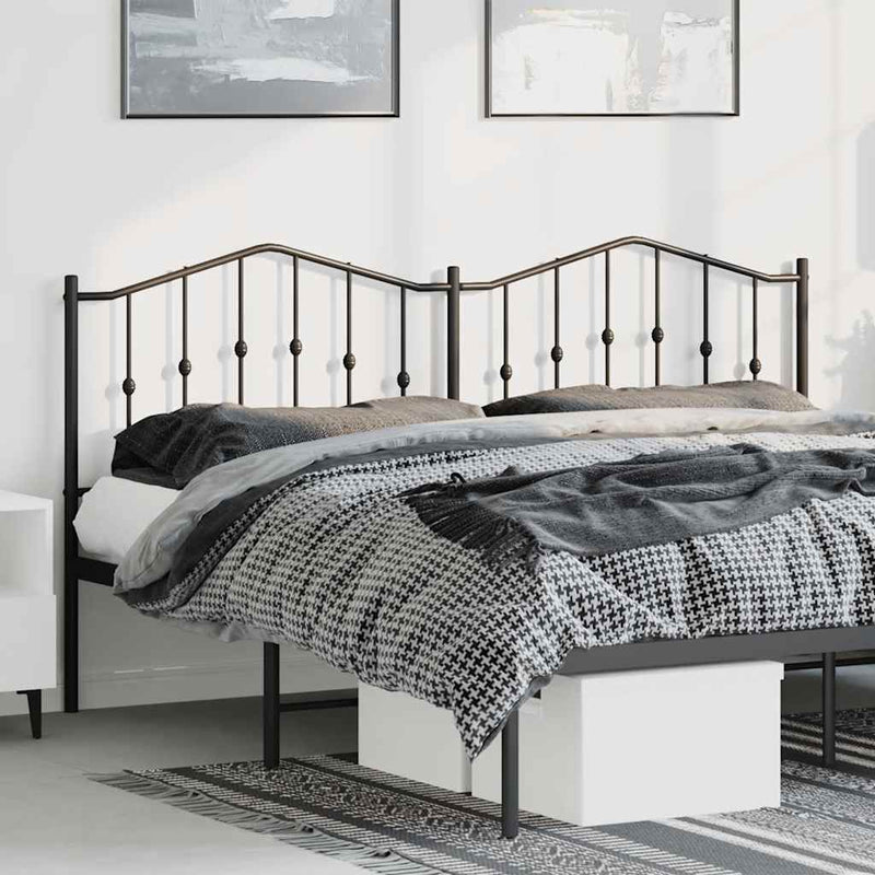 Tăblie de pat de schimb metalică, negru, 180 cm