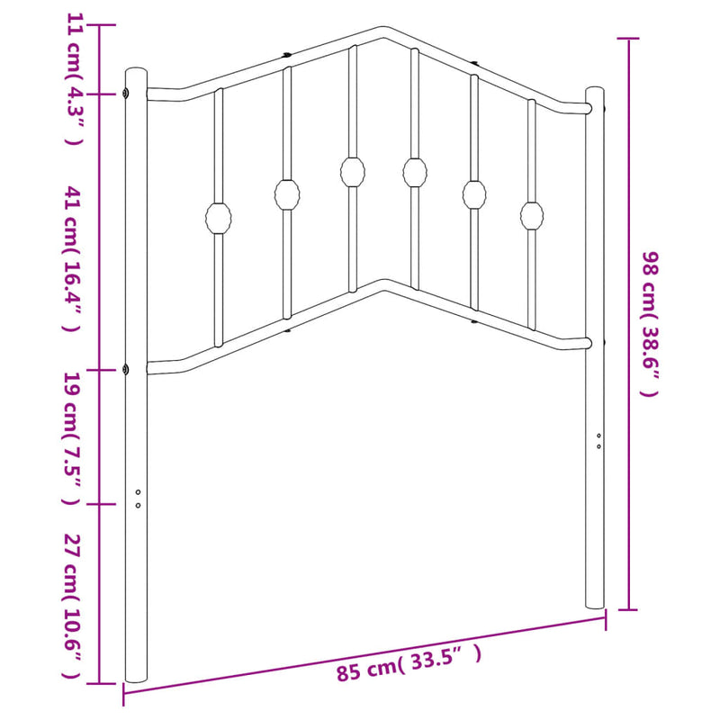 Tăblie de pat de schimb metalică, alb, 80 cm
