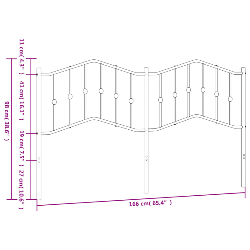 Tăblie de pat de schimb metalică, alb, 160 cm