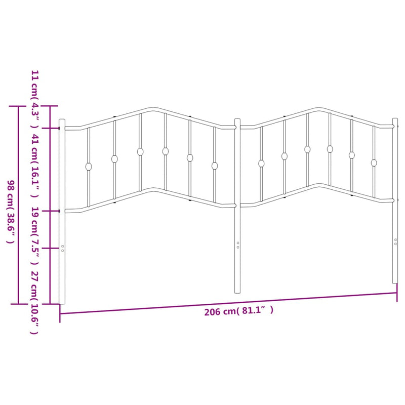 Tăblie de pat de schimb metalică, alb, 200 cm