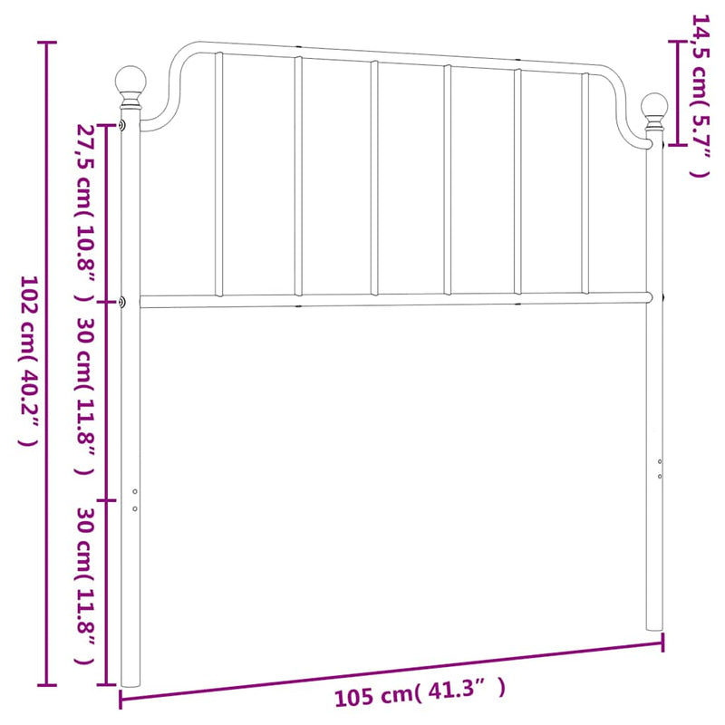 Tăblie de pat de schimb metalică, negru, 100 cm