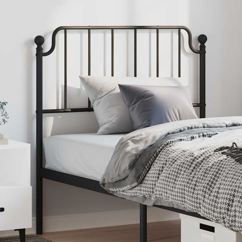 Tăblie de pat de schimb metalică, negru, 100 cm