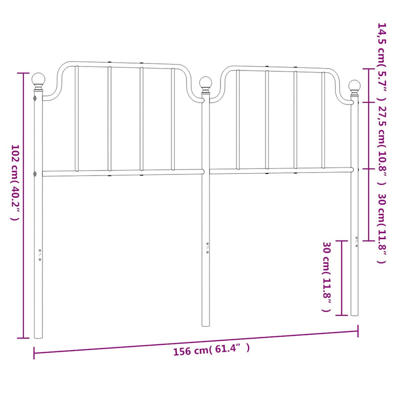 Tăblie de pat de schimb metalică, negru, 150 cm