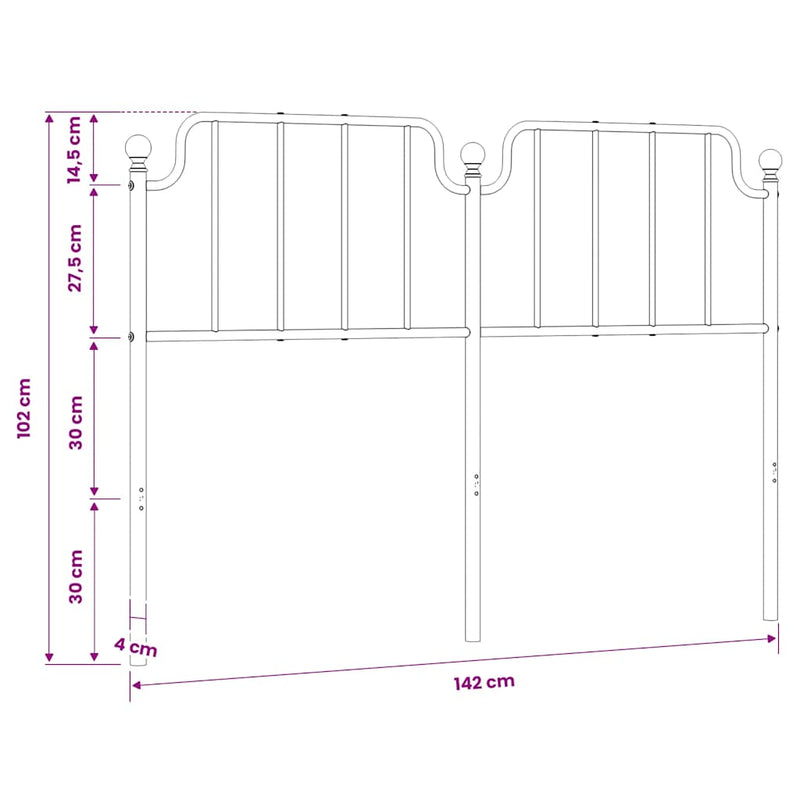 Tăblie de pat de schimb metalică, alb, 135 cm