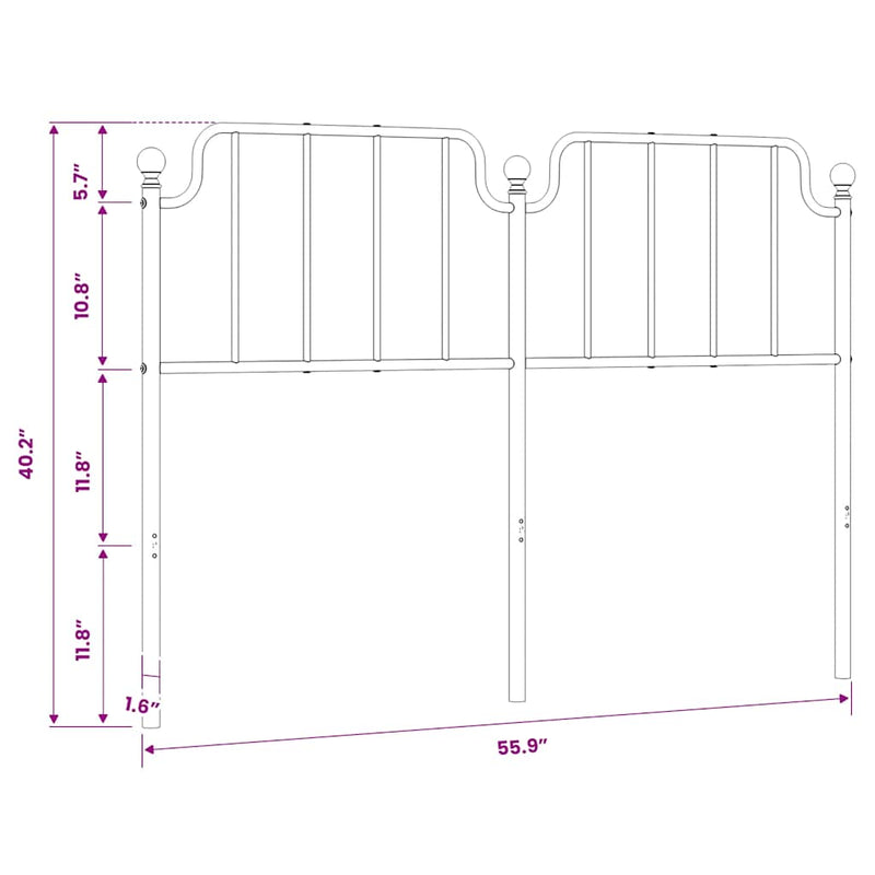 Tăblie de pat de schimb metalică, alb, 135 cm