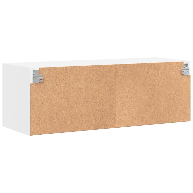 Dulap de perete cu uși din sticlă, alb, 102x37x35 cm