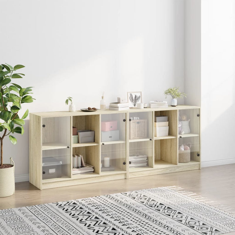 Bibliotecă cu uși stejar sonoma 204x37x75 cm lemn compozit