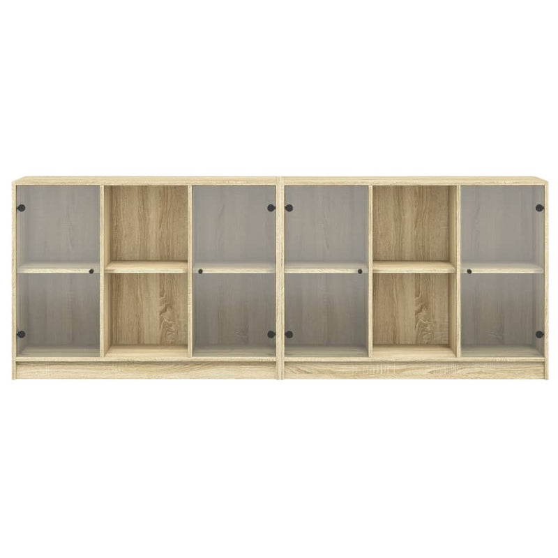 Bibliotecă cu uși stejar sonoma 204x37x75 cm lemn compozit