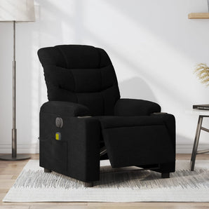 Fotoliu electric de masaj rabatabil, negru, textil