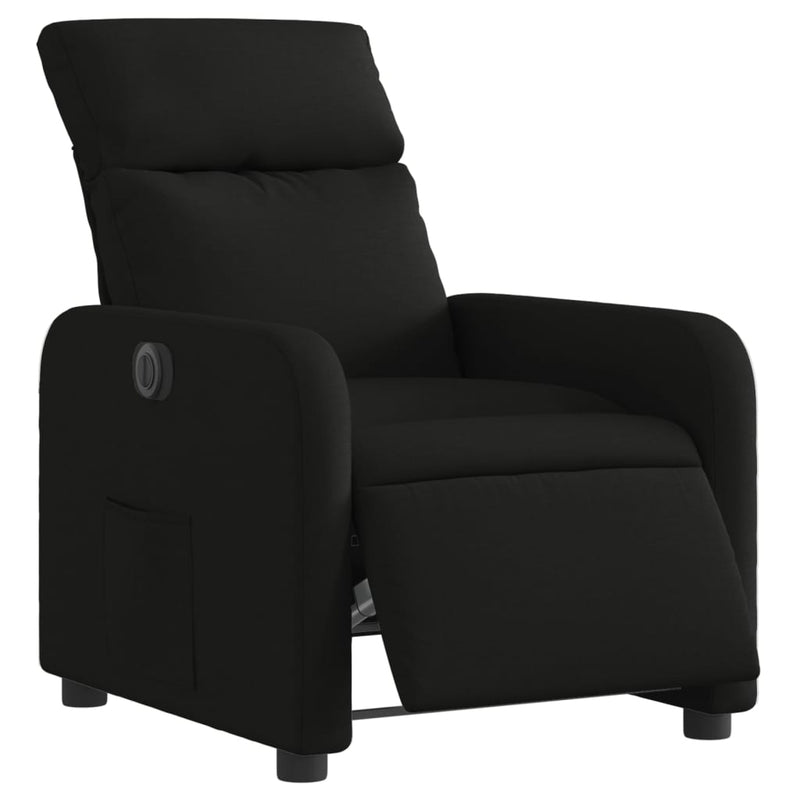 Fotoliu rabatabil electric, negru, material textil
