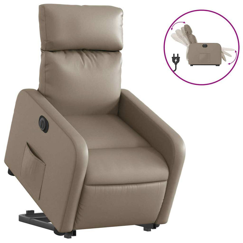 Fotoliu rabatabil electric cu ridicare, cappuccino