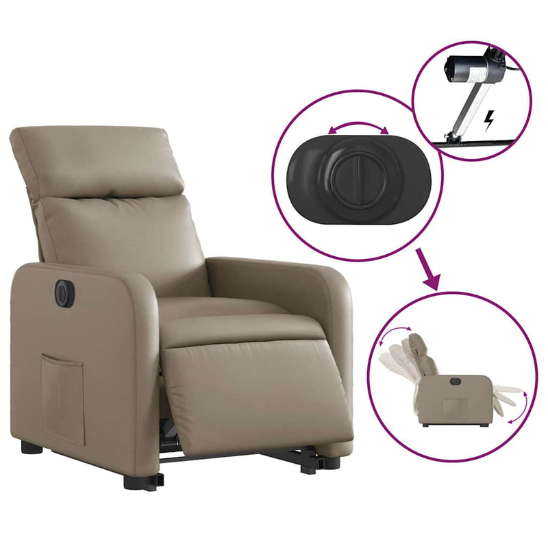 Fotoliu rabatabil electric cu ridicare, cappuccino