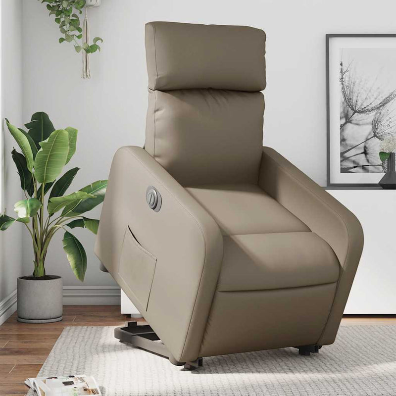 Fotoliu rabatabil electric cu ridicare, cappuccino