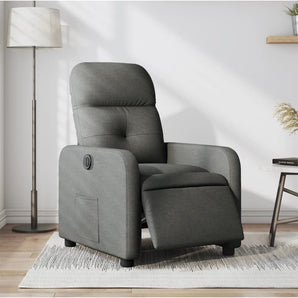 Fotoliu rabatabil electric, gri închis, material textil