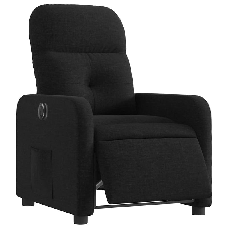 Fotoliu rabatabil electric, negru, material textil