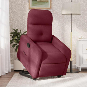 Fotoliu rabatabil cu ridicare, roșu vin, material textil