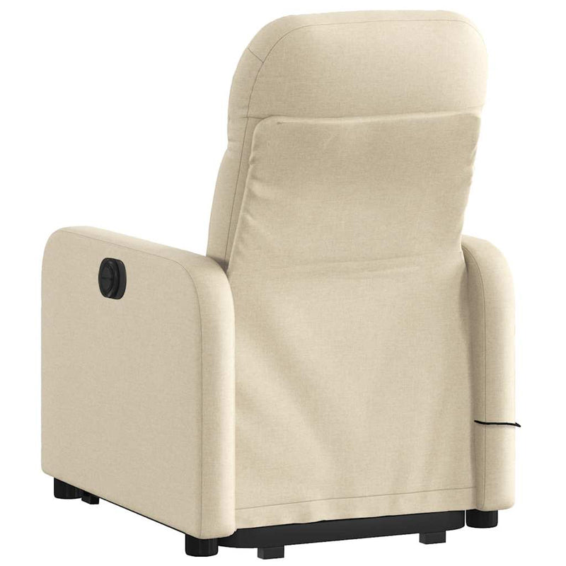 Fotoliu electric de masaj rabatabil cu ridicare, crem, textil