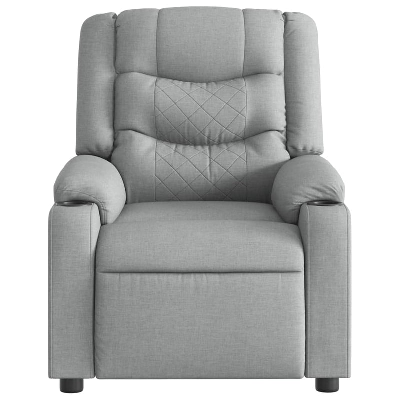 Fotoliu reclinabil cu masaj, gri deschis, material textil