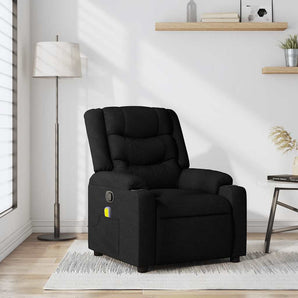 Fotoliu reclinabil cu masaj, material textil negru