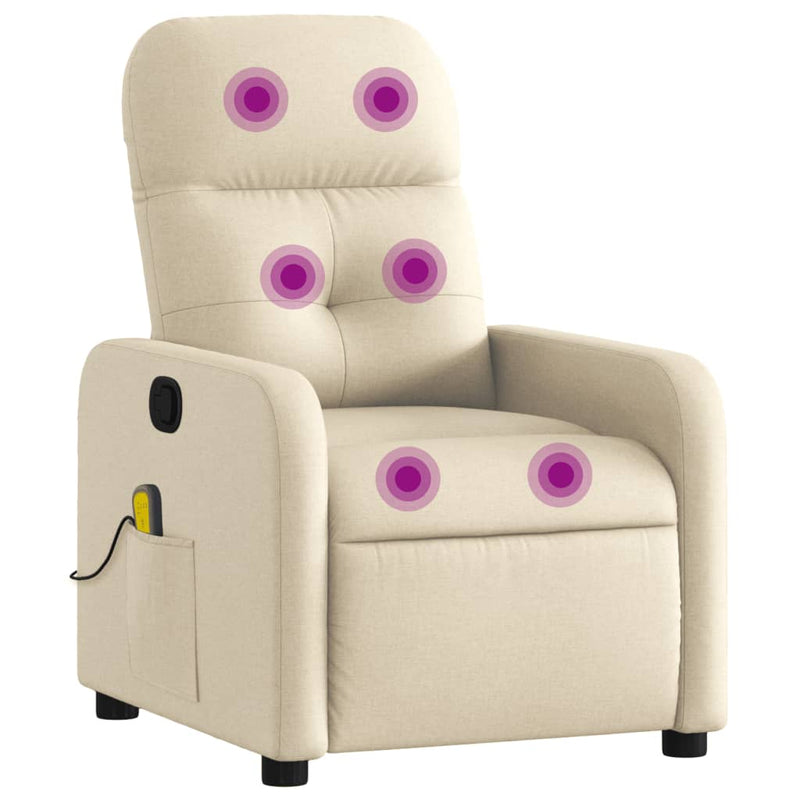 Fotoliu de masaj reclinabil, material textil crem