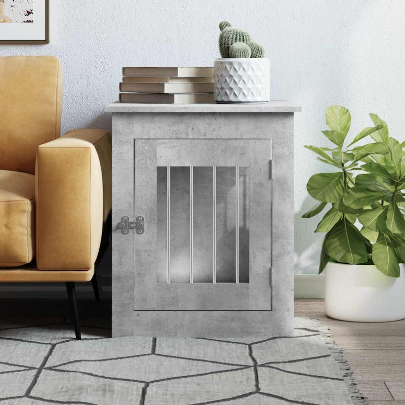 Ladă pentru câini, gri beton, 55x75x65 cm, lemn compozit