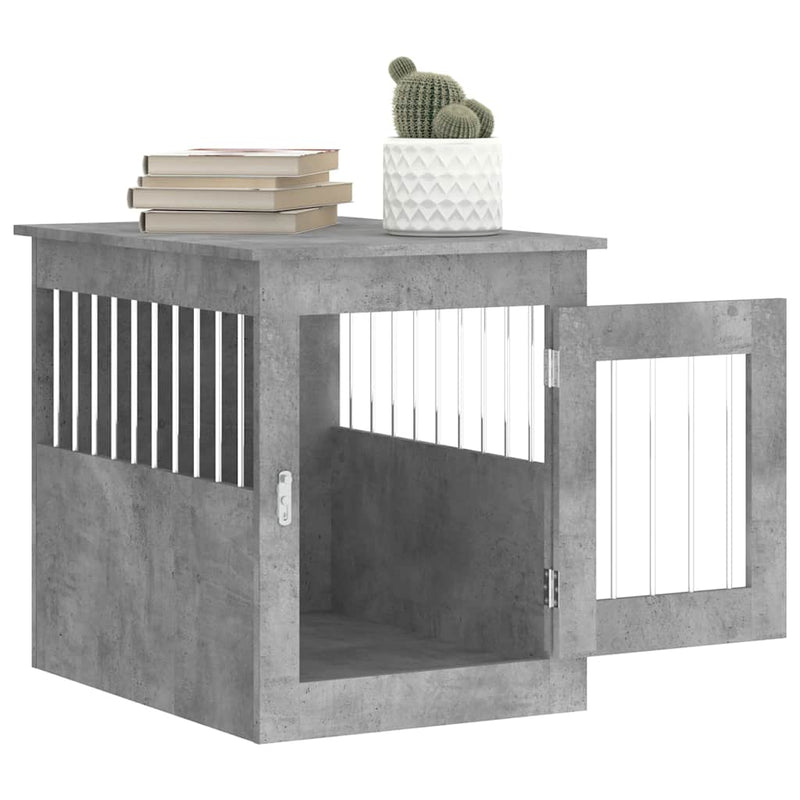 Ladă pentru câini, gri beton, 55x75x65 cm, lemn compozit