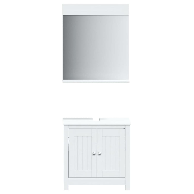 Set mobilier baie „BERG”, 2 piese, alb, lemn masiv de pin