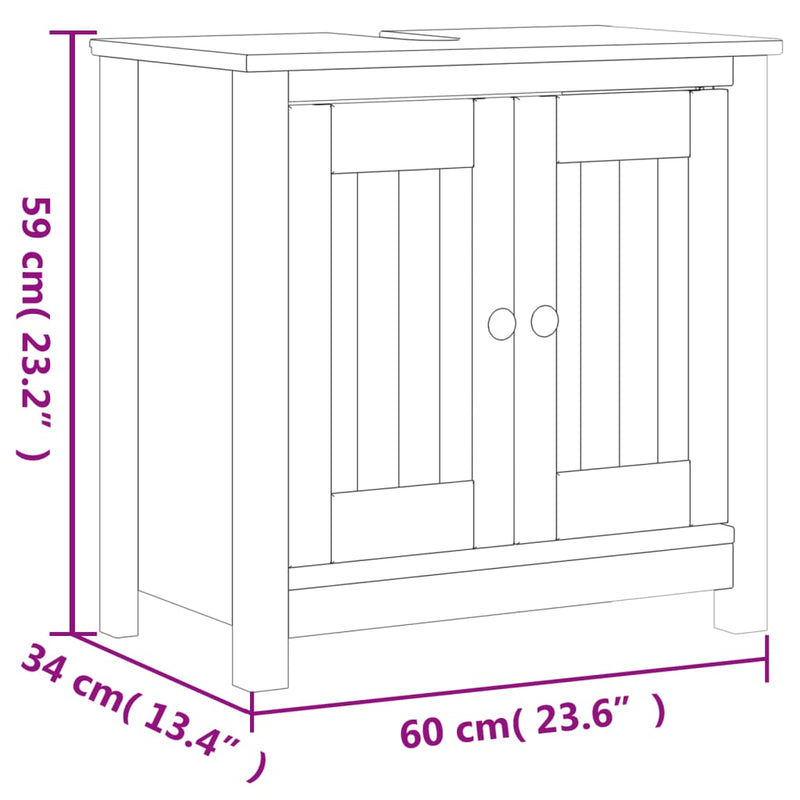 Set mobilier baie „BERG”, 2 piese, alb, lemn masiv de pin