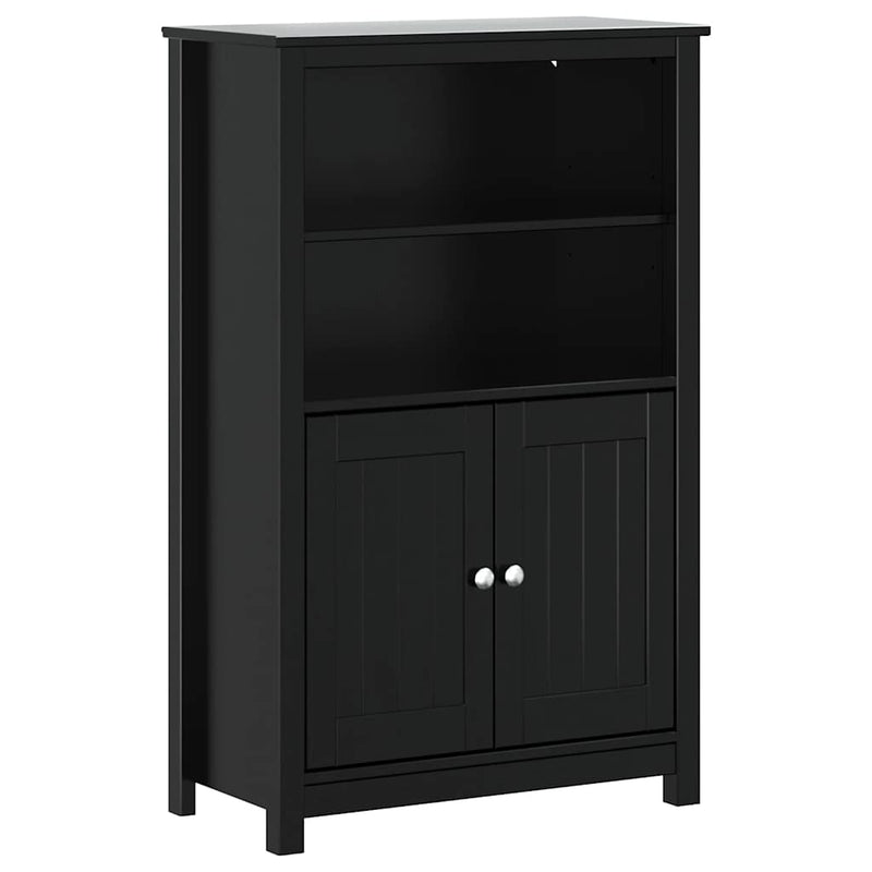 Set mobilier baie, 3 piese, „BERG” , negru, lemn masiv de pin