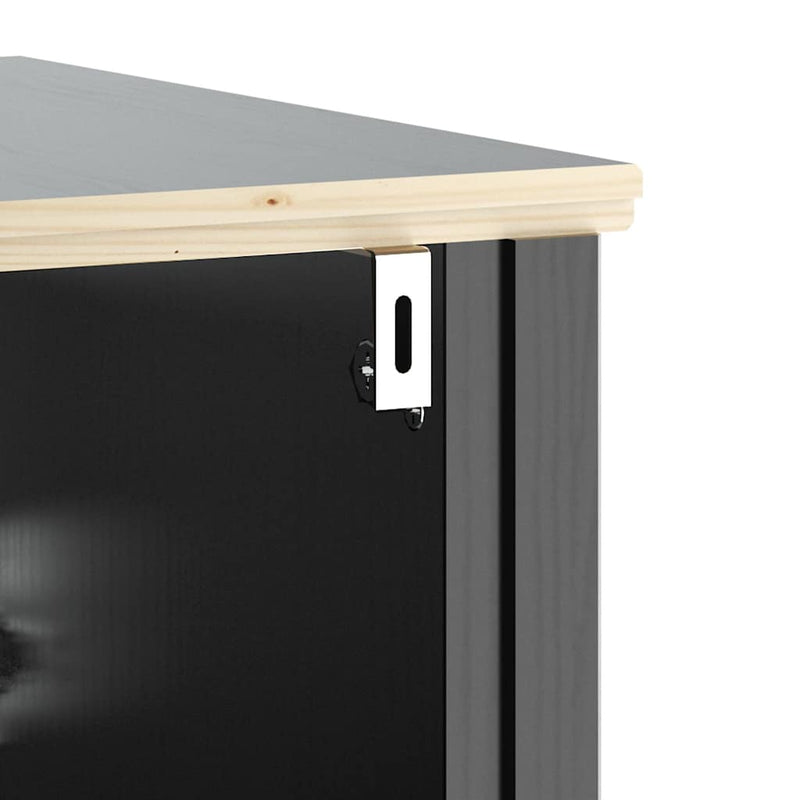 Set mobilier baie, 3 piese, „BERG” , negru, lemn masiv de pin
