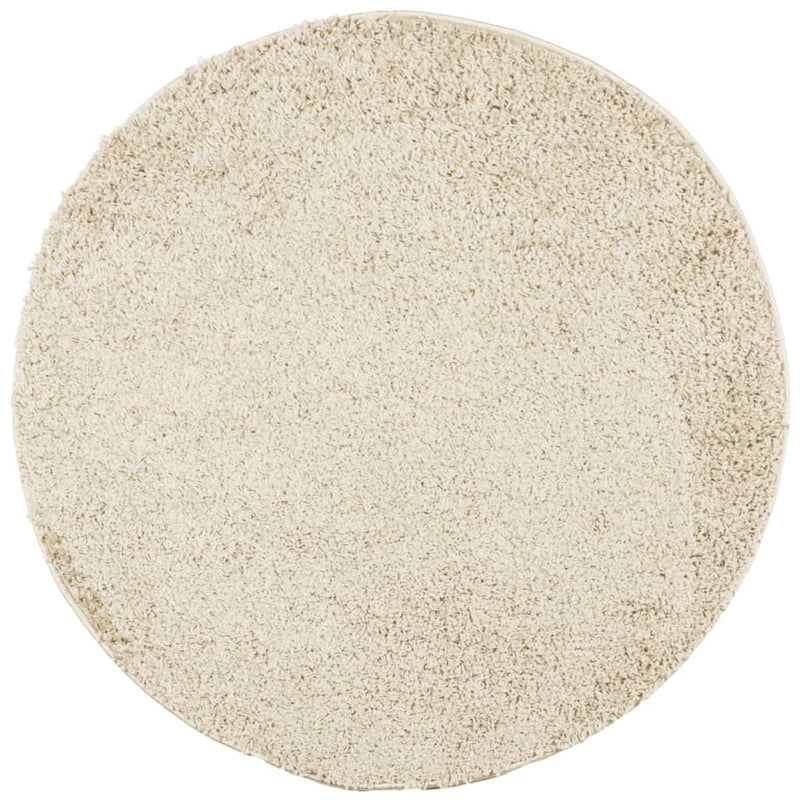 Covor pufos "PAMPLONA" cu fire înalte, auriu modern, Ø 160 cm