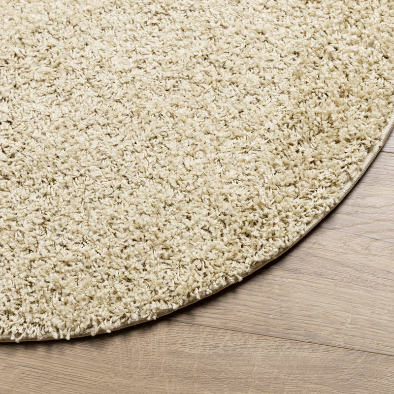 Covor pufos "PAMPLONA" cu fire înalte, auriu modern, Ø 160 cm